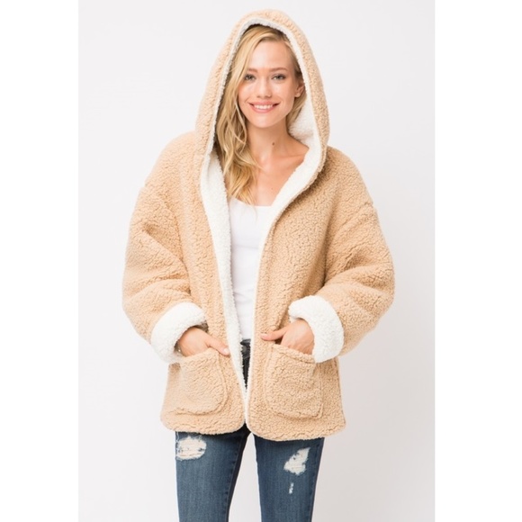 NWT REVERSIBLE Ultra Soft Sherpa Plush Jacket L - Picture 2 of 6